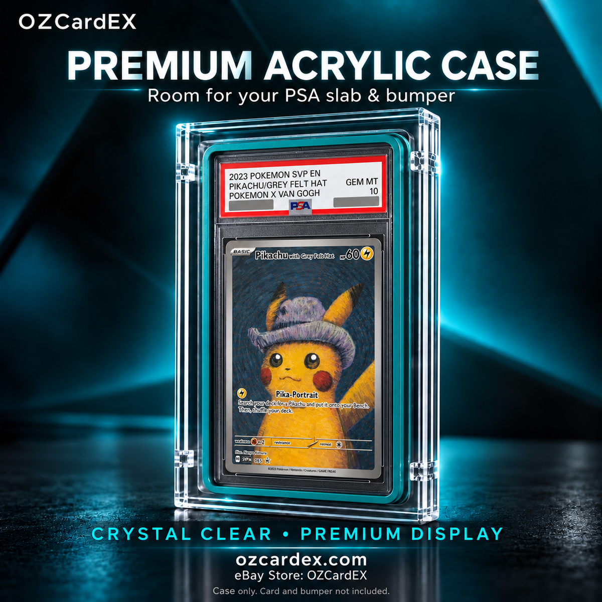 OZCardEX clear acrylic case for PSA slab with bumper, case only